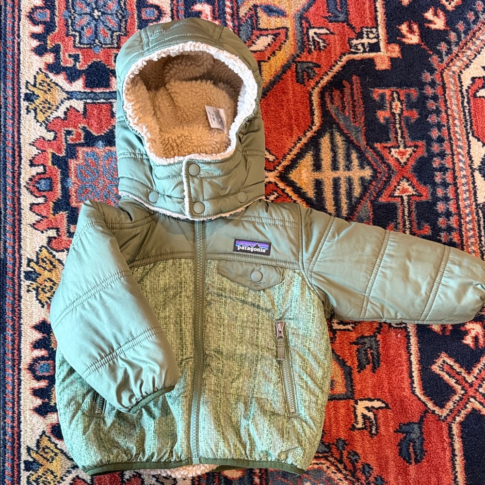 Patagonia Baby Reversible Tribbles Hoody Olive Hooded Jacket
